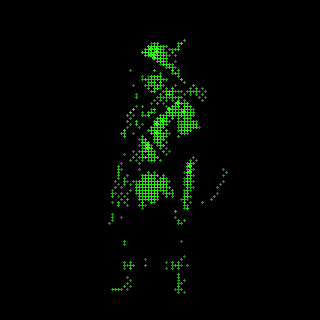 Animated pixel silhouette of ROBIN-01